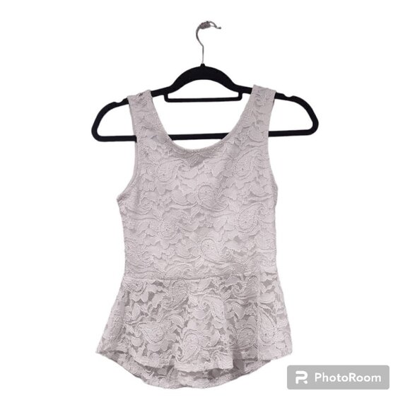 White Lace Tank Bow Tie Back Size Medium - Picture 1 of 4